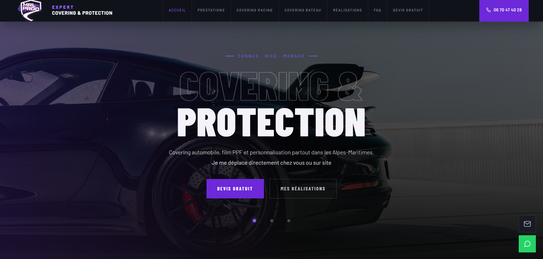 Site internet MRL PROD, covering et protection PPF